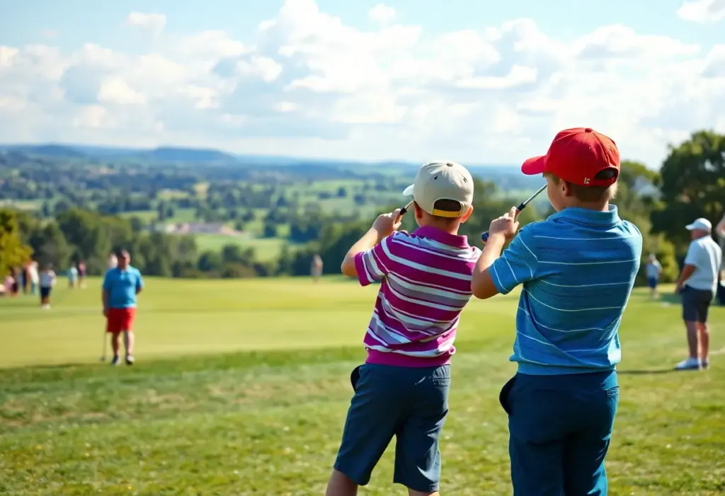 Young golfers competing at a junior golf tournament