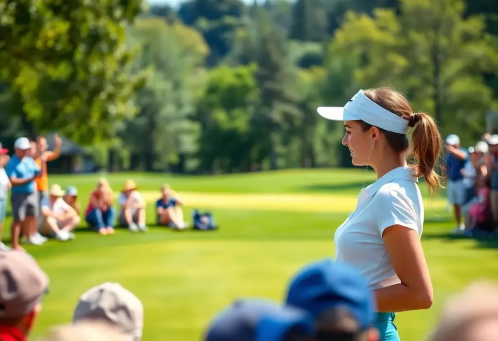 Young golfer preparing to take a shot on the golf course.