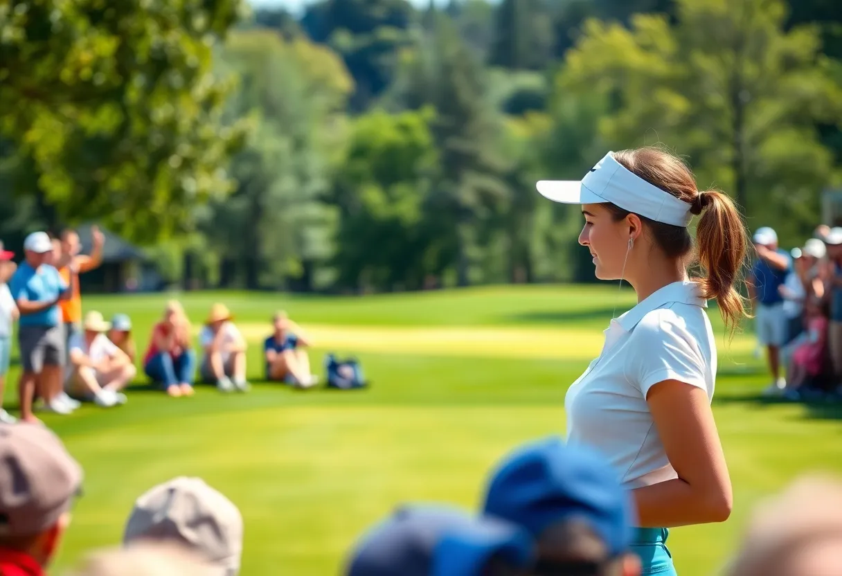 Young golfer preparing to take a shot on the golf course.