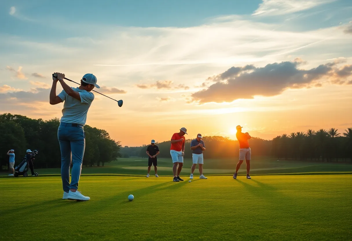 Local golfers showcasing their skills on a golf course