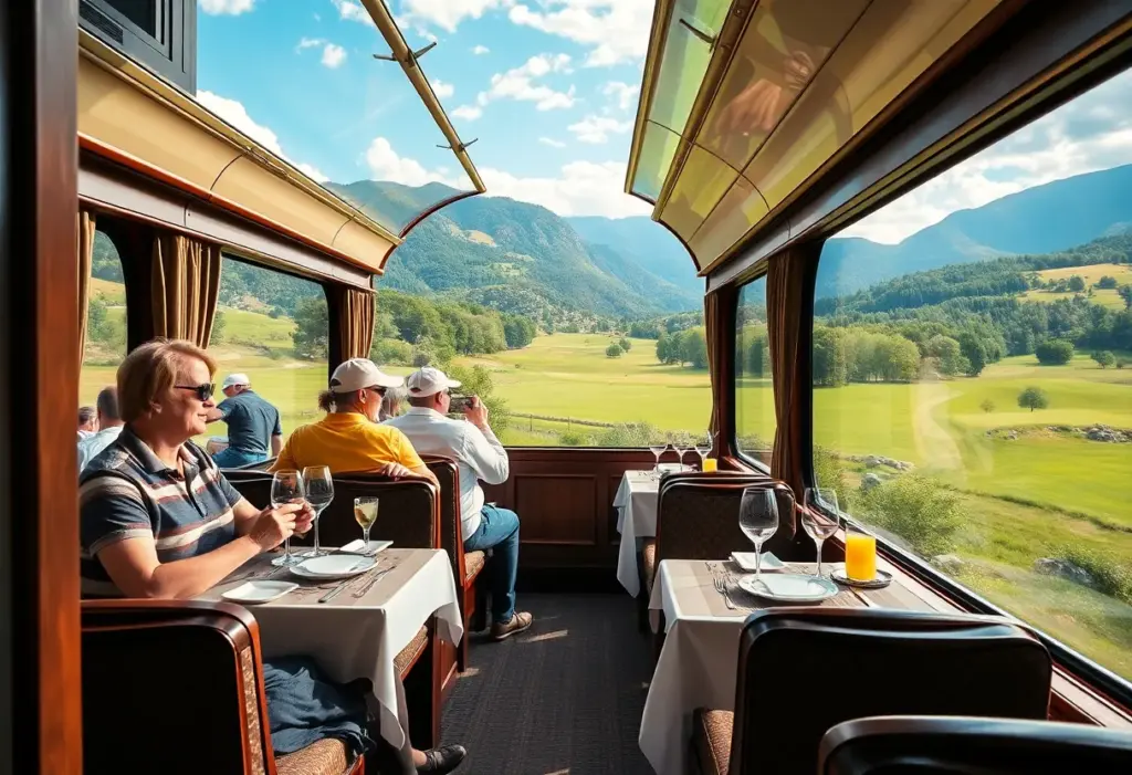Golfers enjoying luxury travel on the La Dolce Vita Orient Express