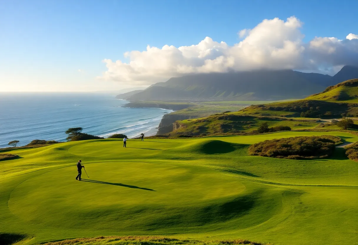 Golfers playing at La Réserve Golf Links in Mauritius