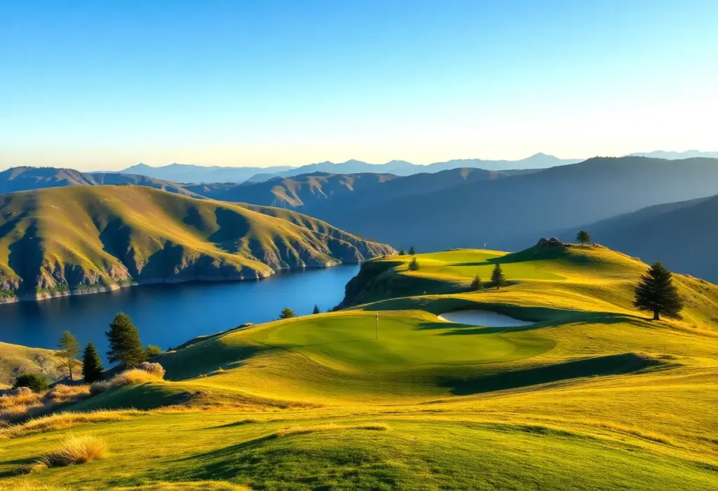 Scenic view of a challenging par 3 golf hole