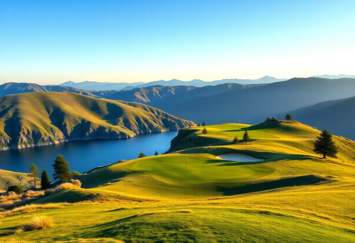 Scenic view of a challenging par 3 golf hole