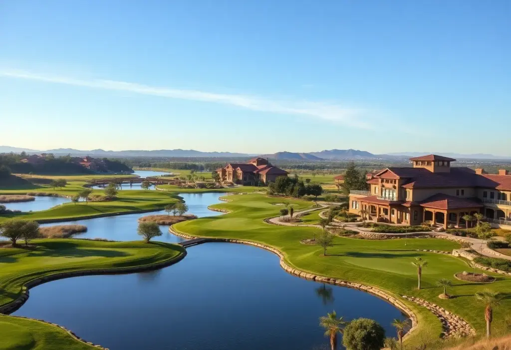 A stunning view of Lough Erne Resort's golf course, highlighting its lush landscapes and water hazards.