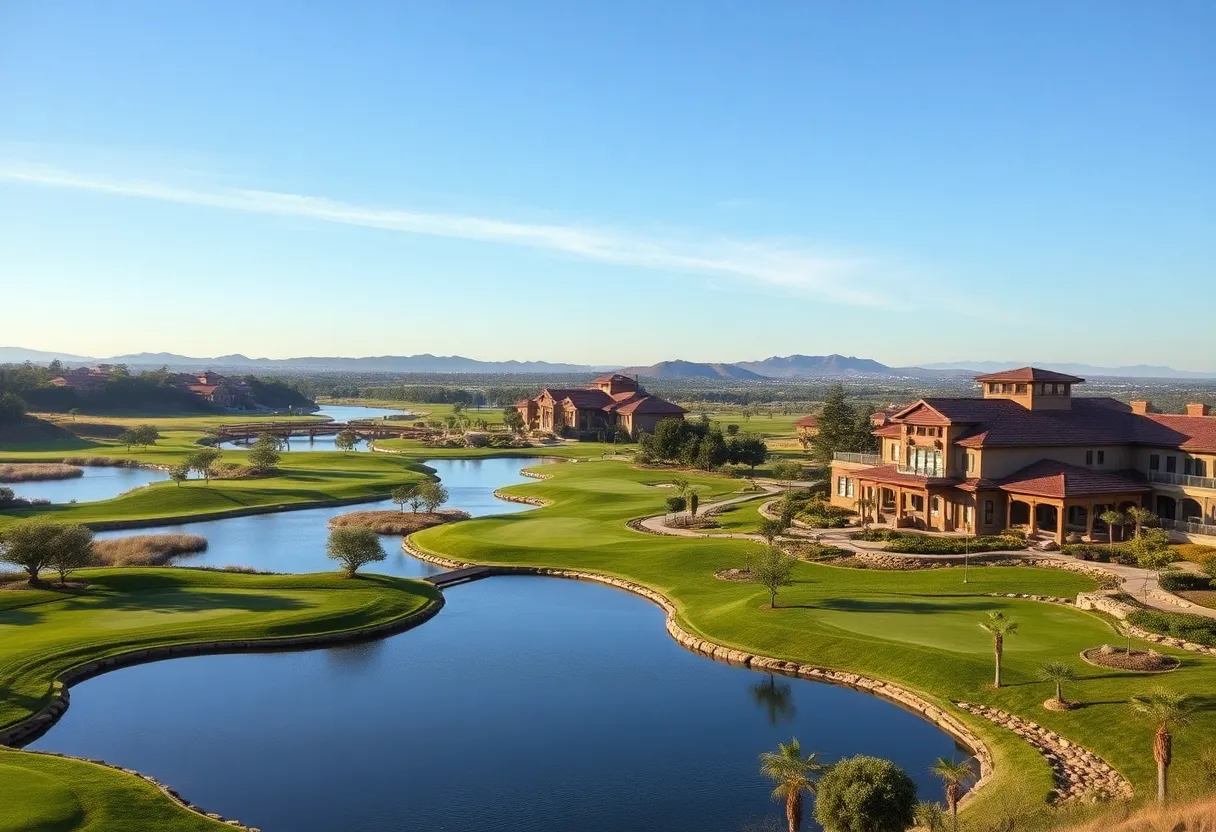A stunning view of Lough Erne Resort's golf course, highlighting its lush landscapes and water hazards.