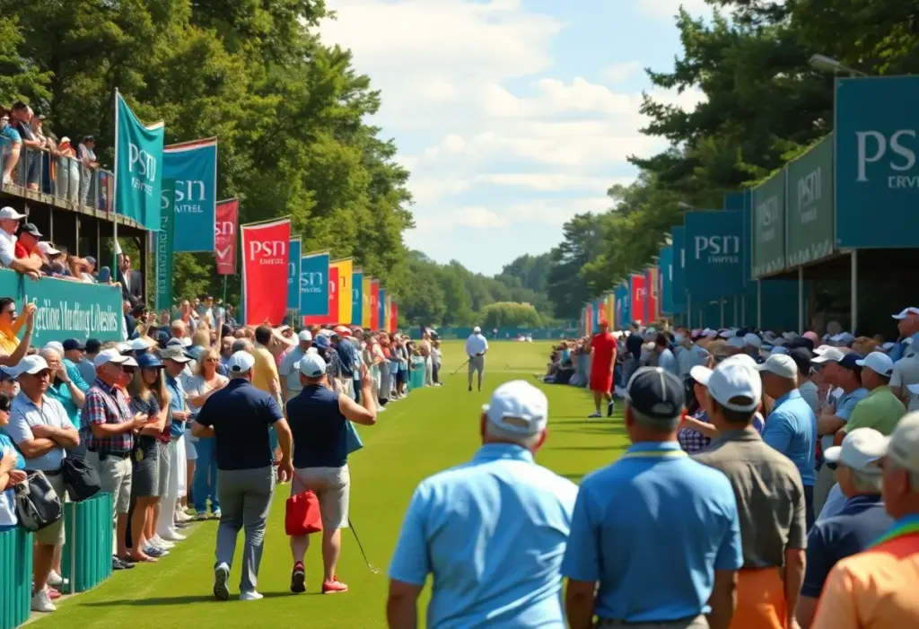 Spectators enjoying an LPGA golf tournament