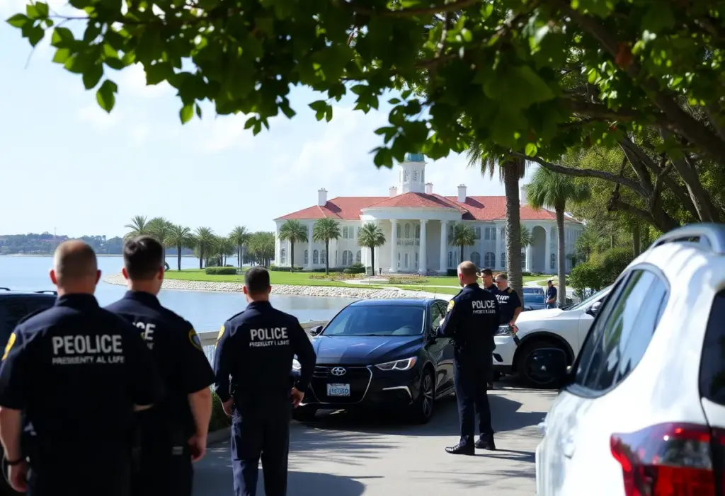 Security presence at Mar-a-Lago during presidential visit