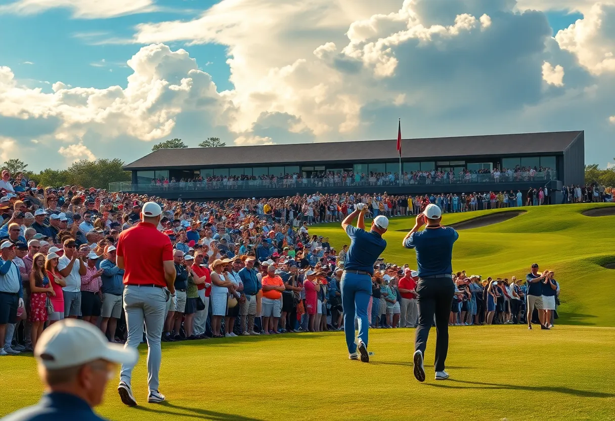 Golfers competing at a championship event