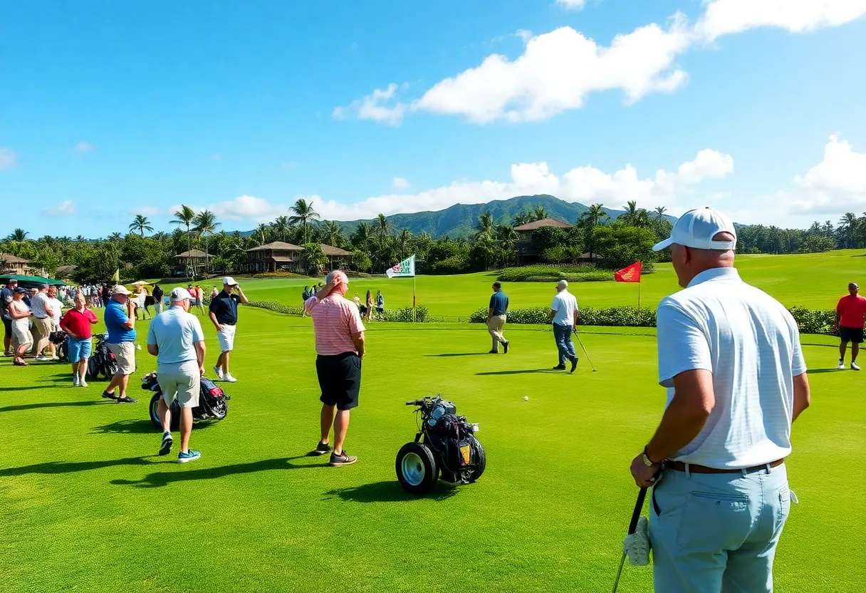 Golfers participating in charity event at Maui Nui Golf Club