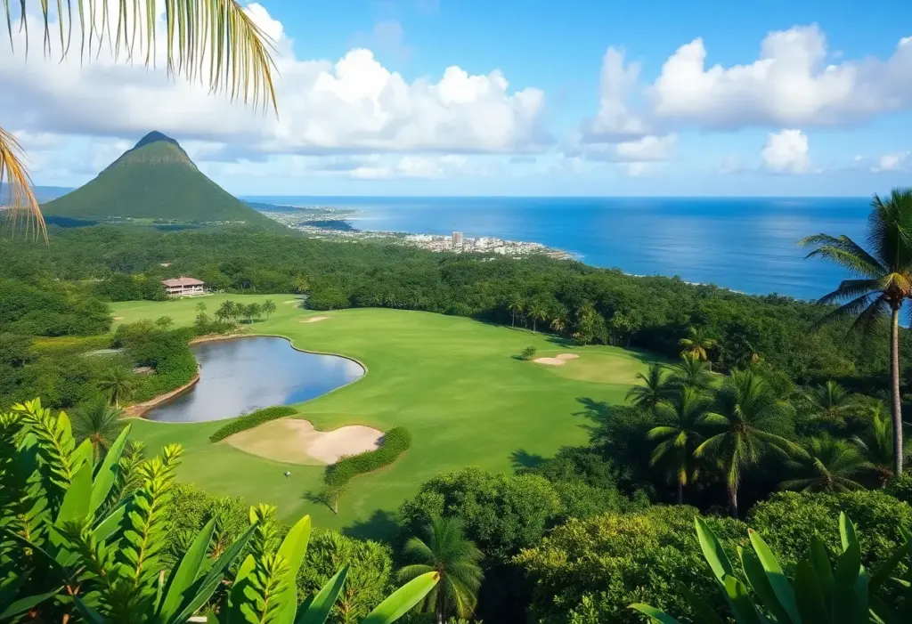 Lush golf course in Mauritius