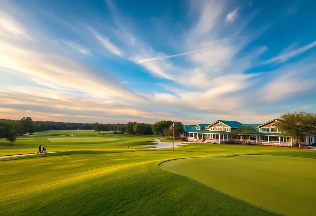 Aerial view of Memorial Park Golf Course with lush landscaping.