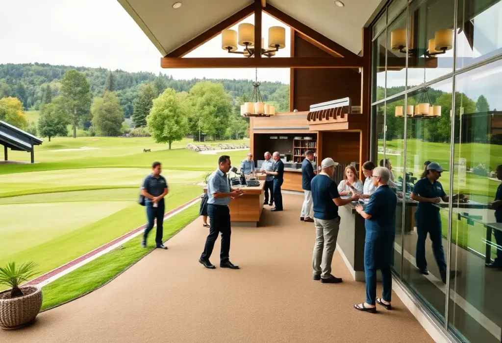 Lush golf course at Mid Ocean Club with diverse staff working together