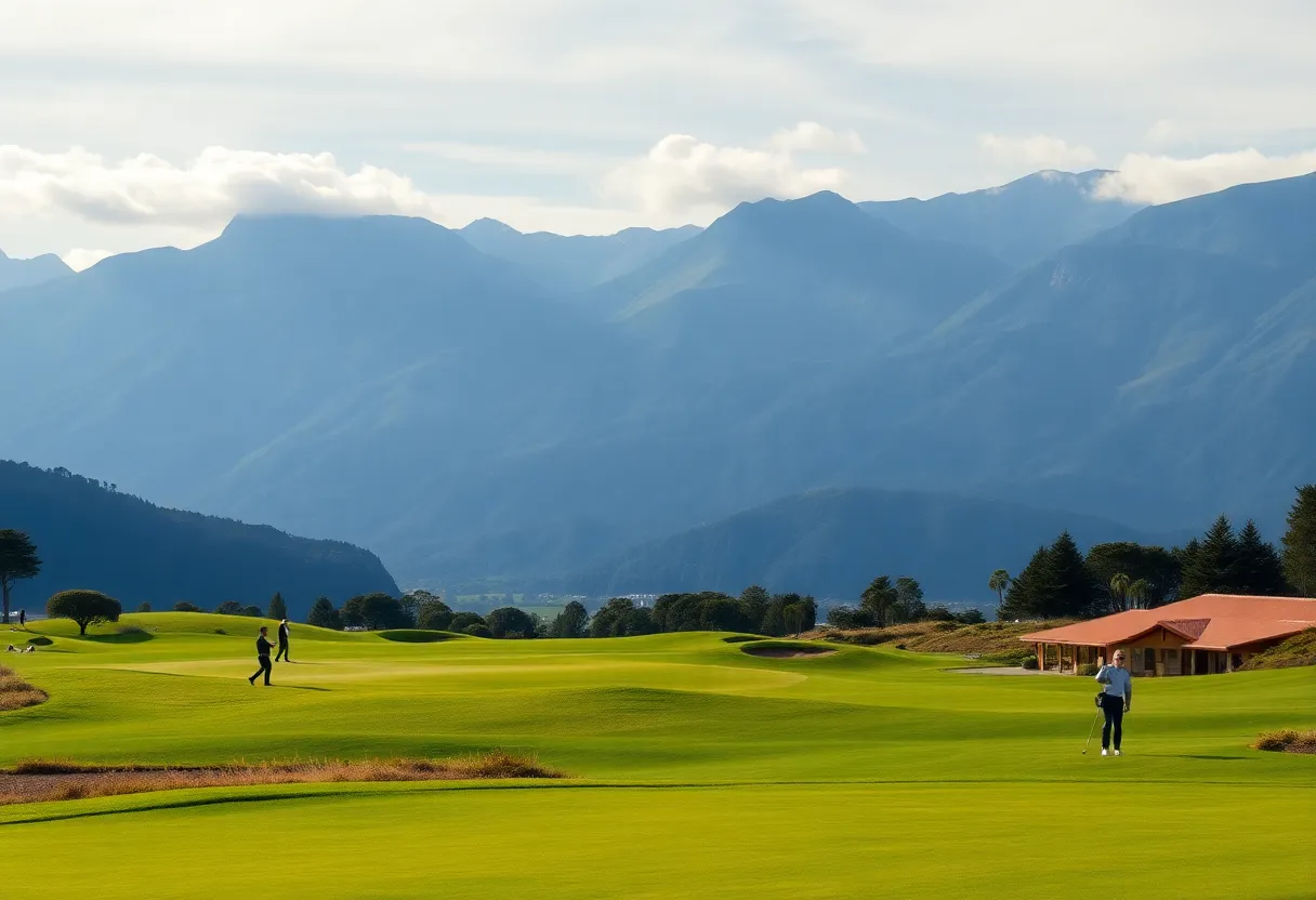 Luxurious golf course in New Zealand with vibrant greens
