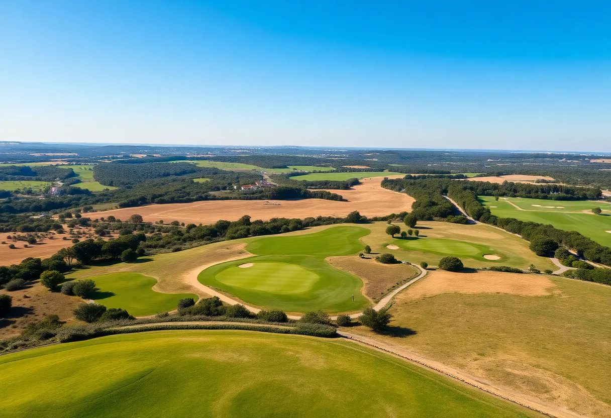 Scenic view of Palmares Golf Course with lush greenery and ocean in the background