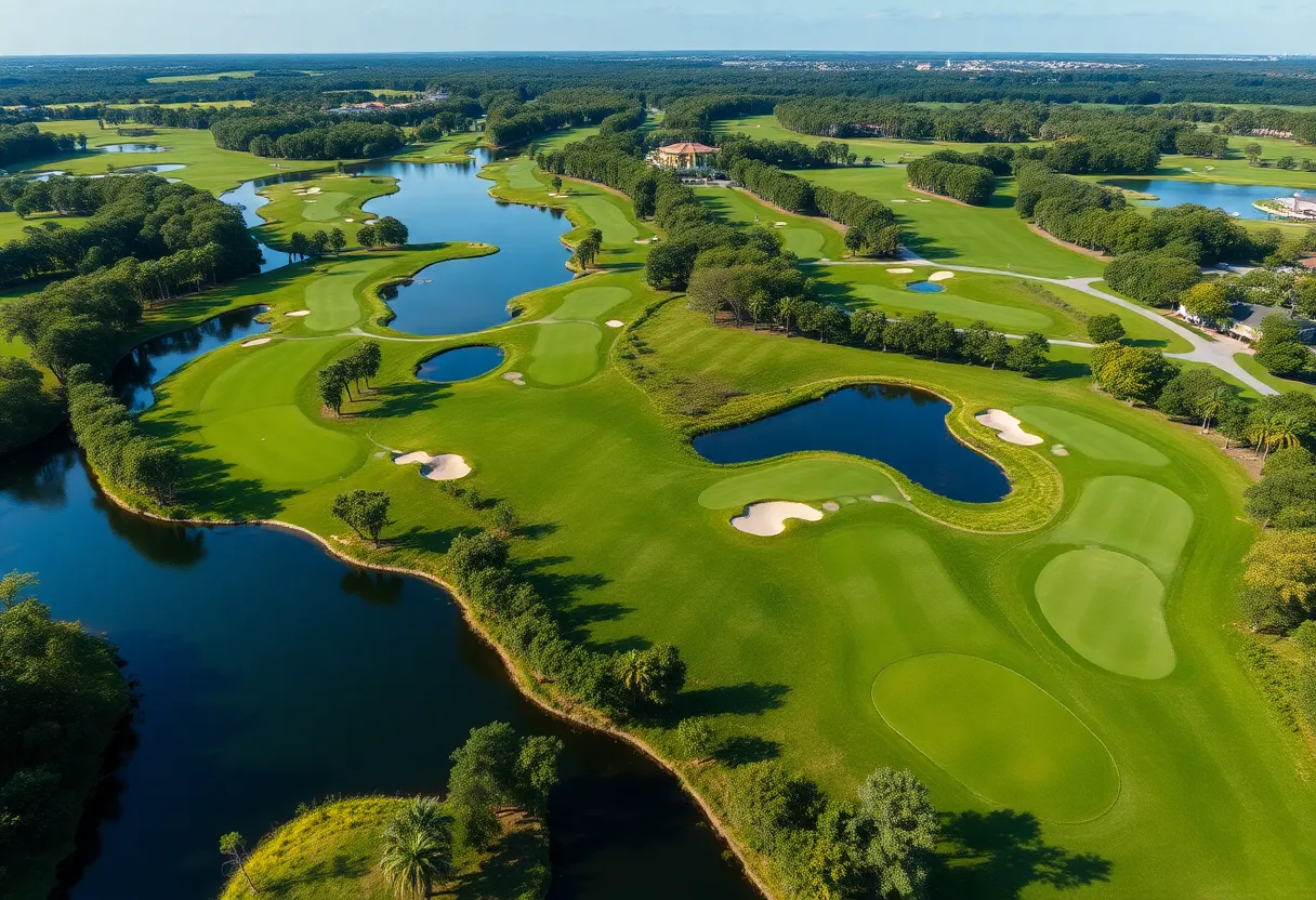 Aerial view of Panther National Golf Course showcasing its layout and natural surroundings.