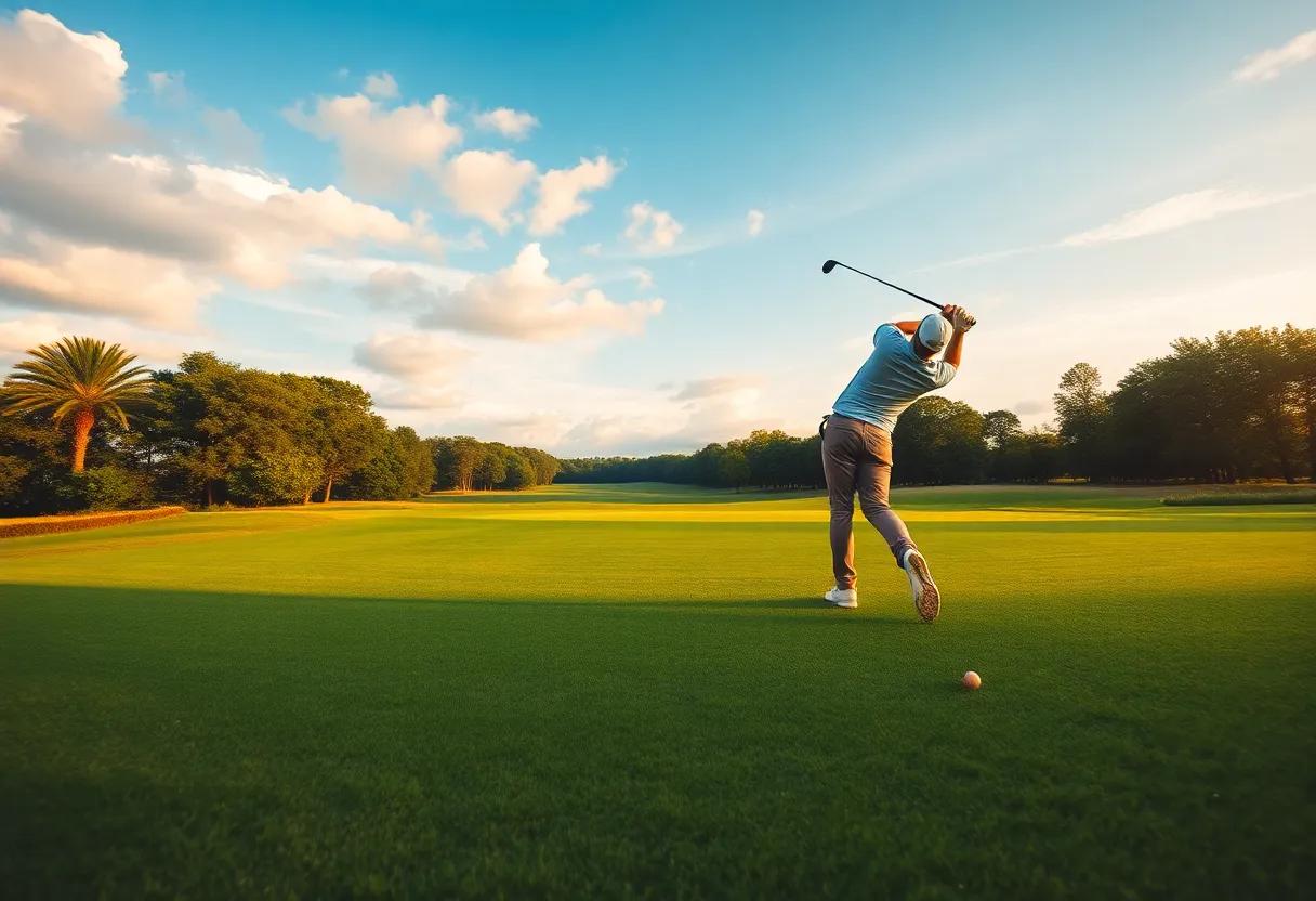 A golfer on a beautiful golf course in PGA TOUR 2K25