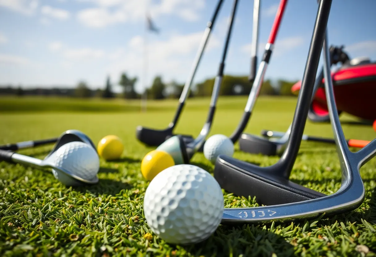 Diverse selection of golf equipment used by PGA Tour players