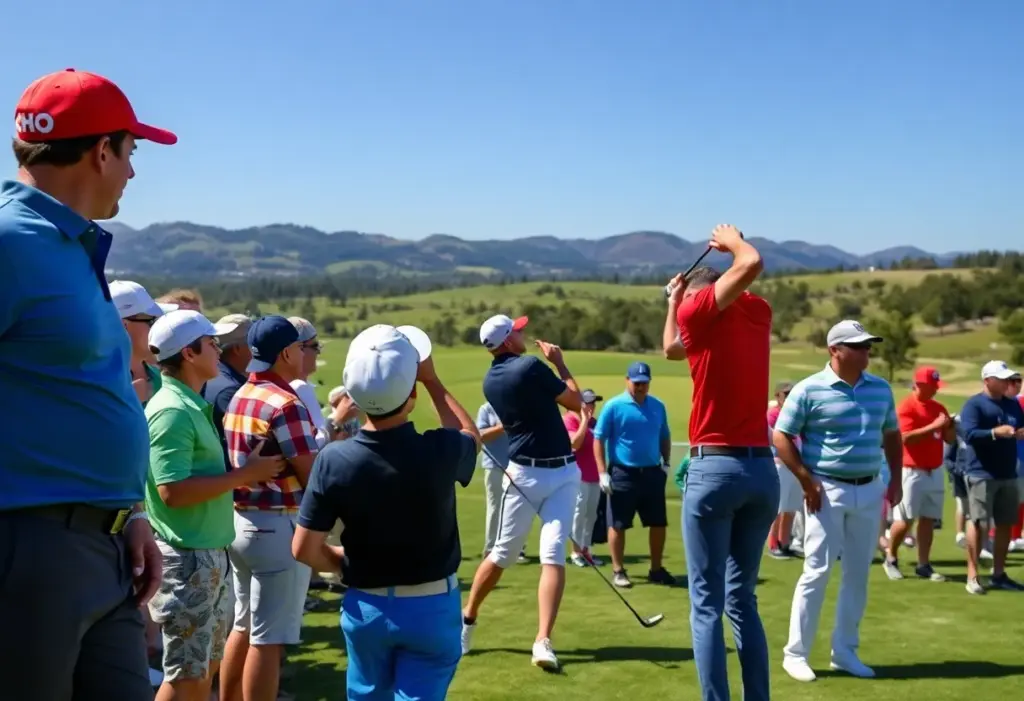 Professional golfers competing in a tournament setting