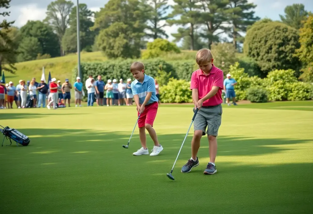 Young golfers competing on a beautiful golf course