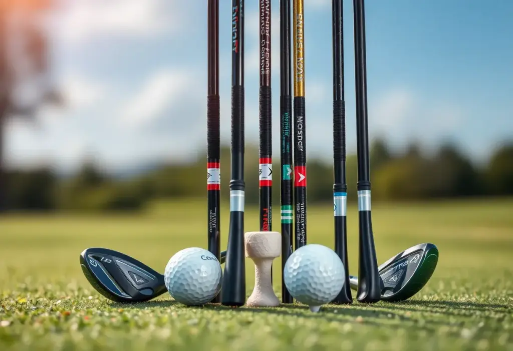 UST Mamiya's Recoil Graphite Iron Shafts on a golf course tee