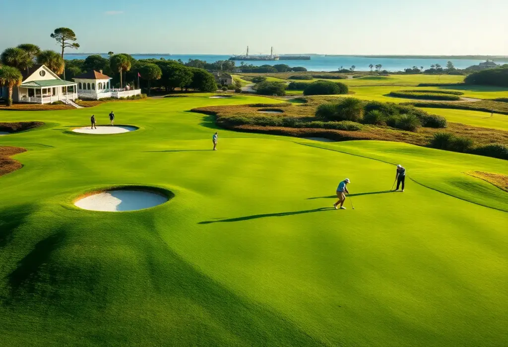 Scenic view of Sea Island Golf Club during the RSM Classic with golfers playing