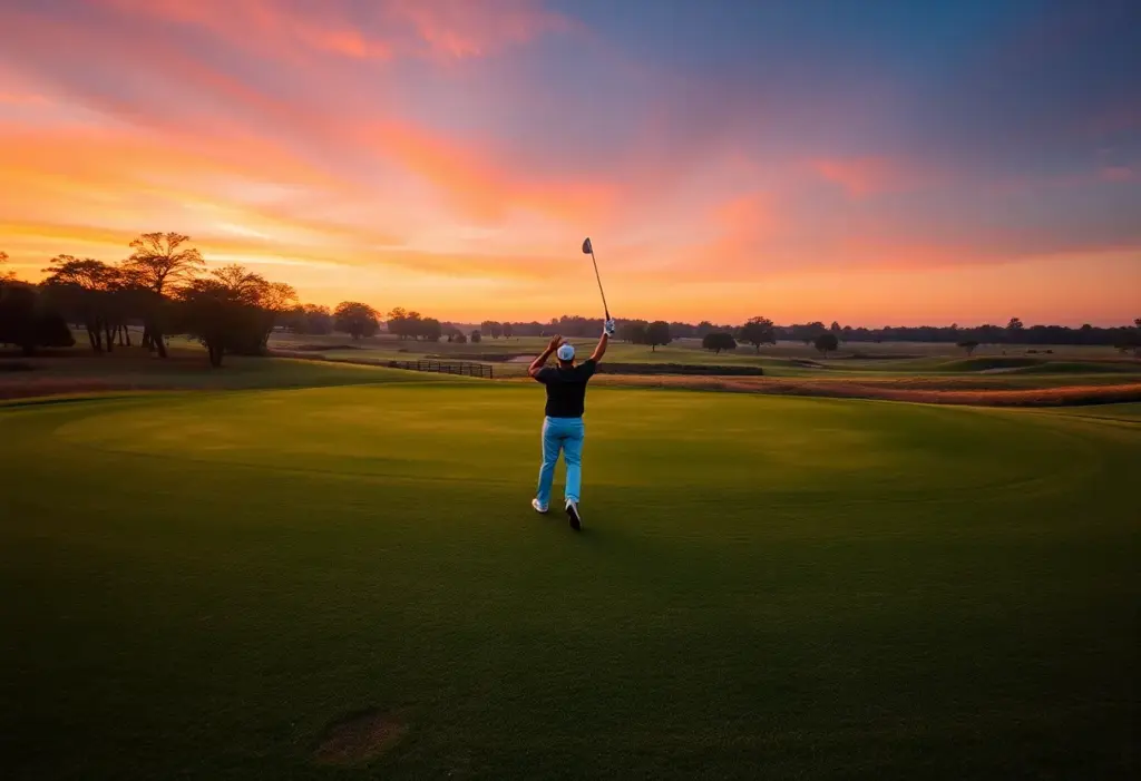 Celebration at a scenic golf course after a PGA TOUR tournament.