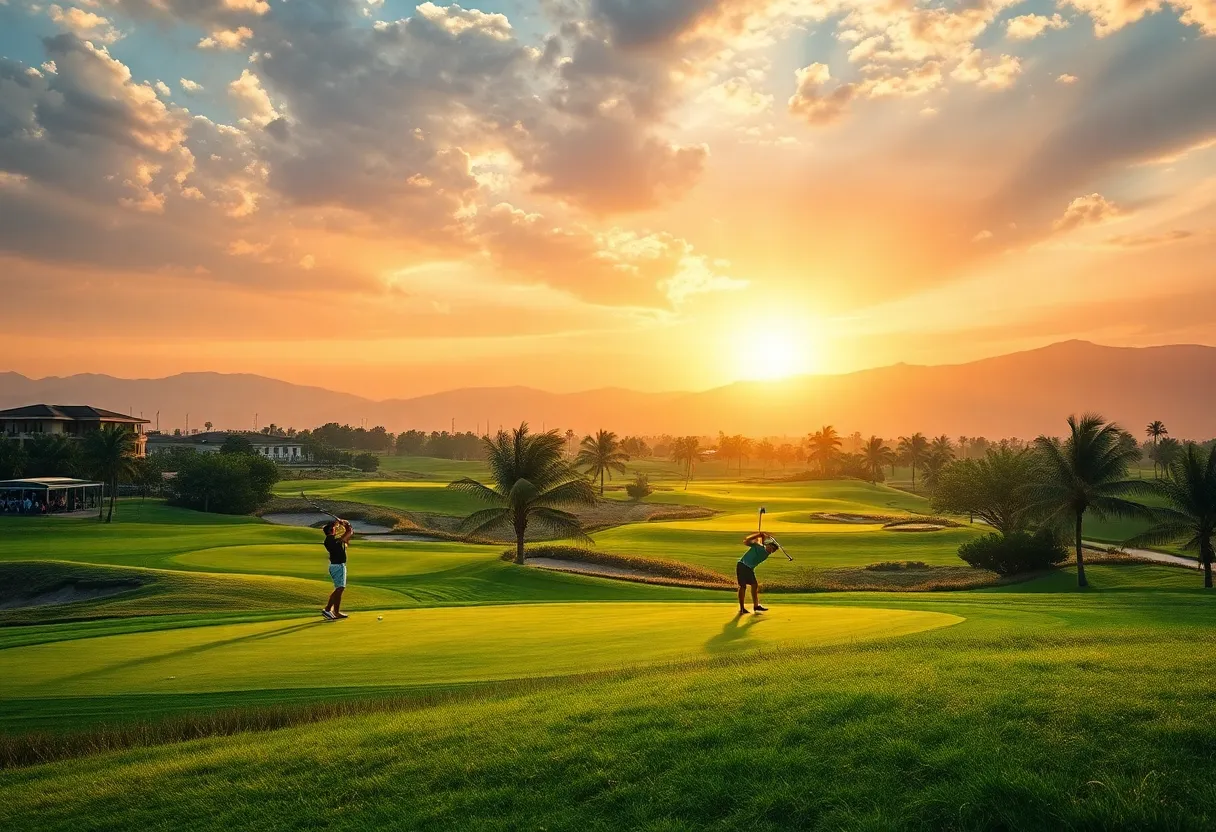 Golf players competing at the Saudi International