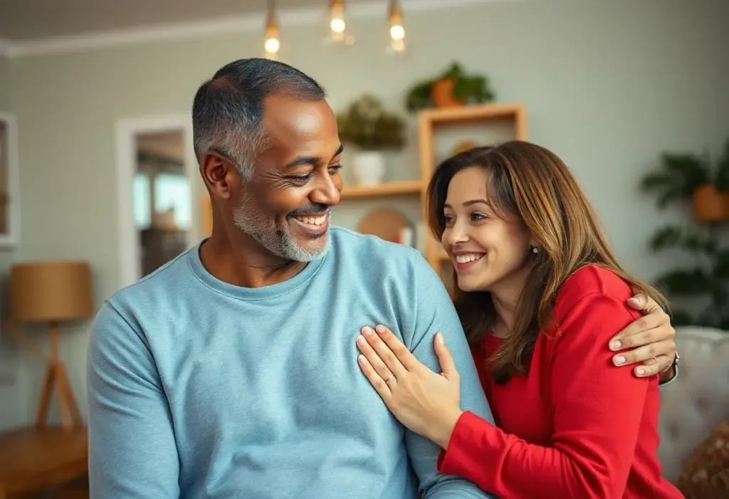 A father embracing family during a heartfelt moment of connection and support