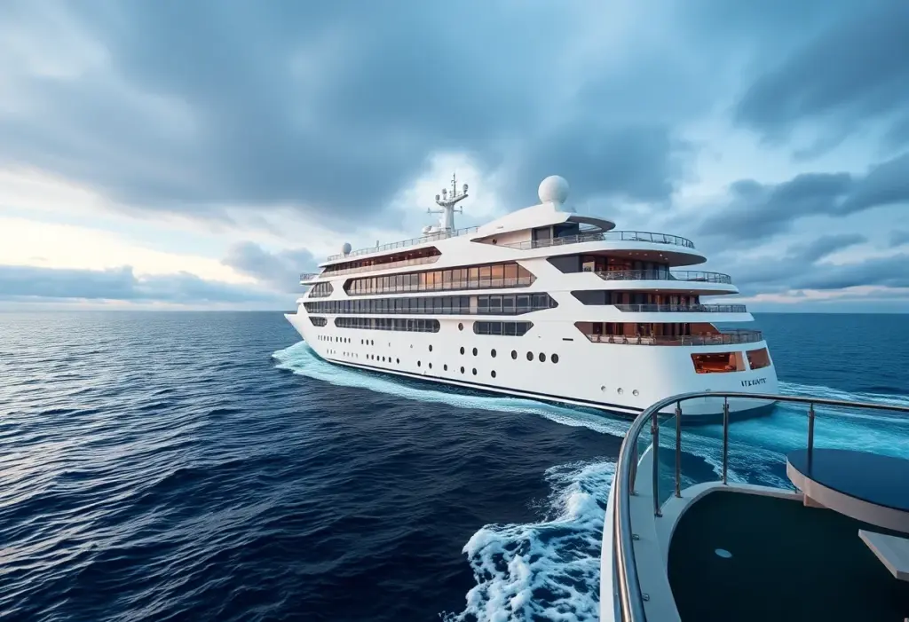 Luxury cruise ship with modern amenities at sea