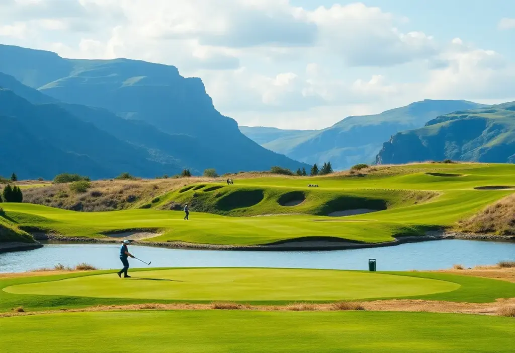 Golfers competing in the Skins Game at Panther National.