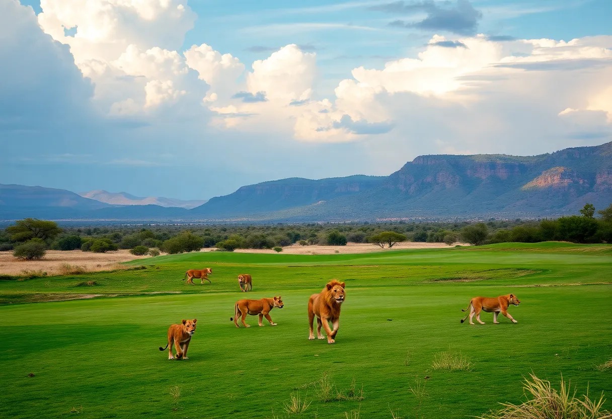 Lions at Skukuza Golf Club in Kruger National Park