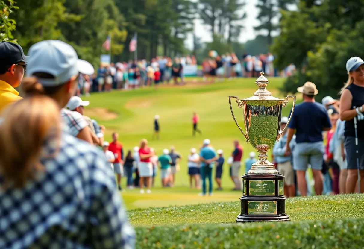 A competitive scene at the CME Group Tour Championship showcasing players and the golf course atmosphere.