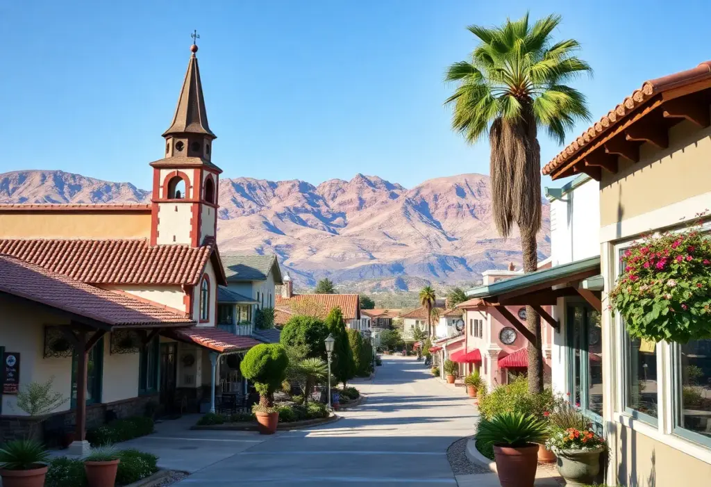 Charming small town in Southern California with traditional architecture
