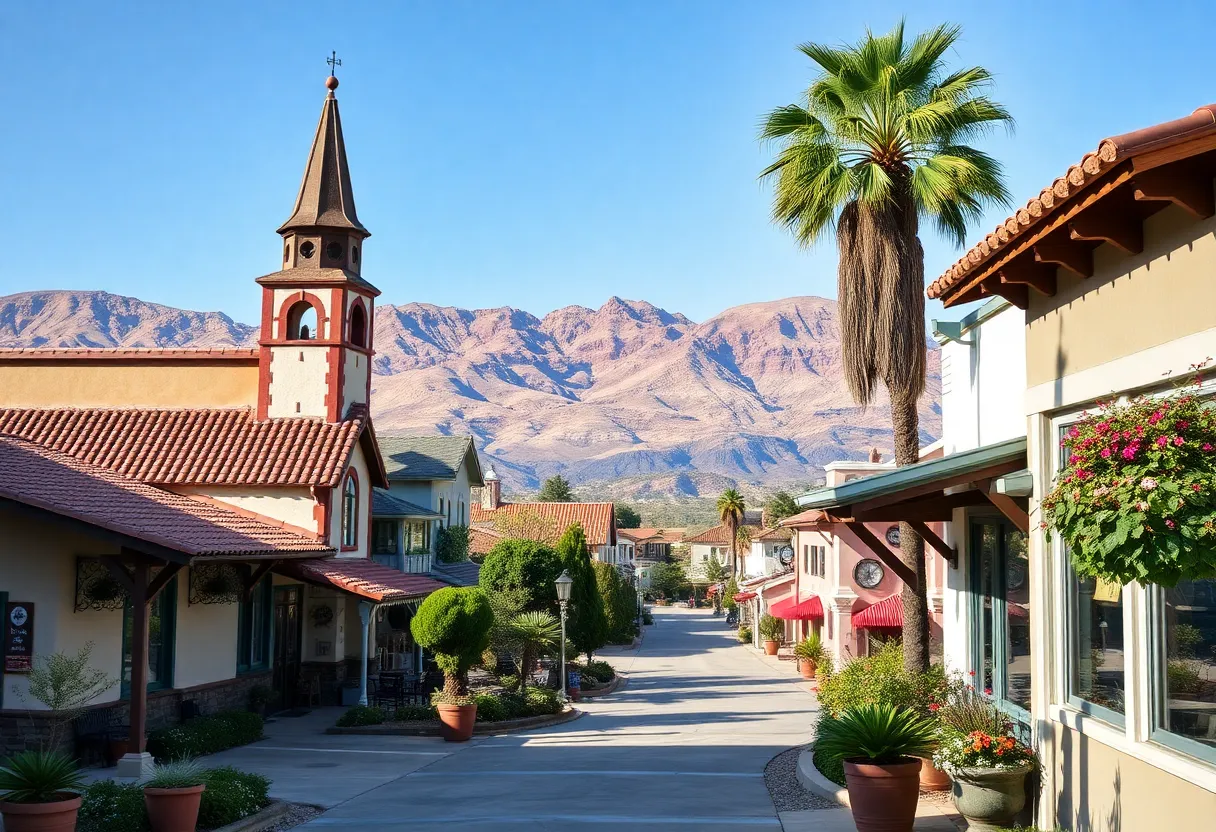 Charming small town in Southern California with traditional architecture
