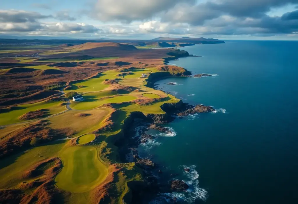 Aerial view of Spey Bay Golf Course on the Moray Coast