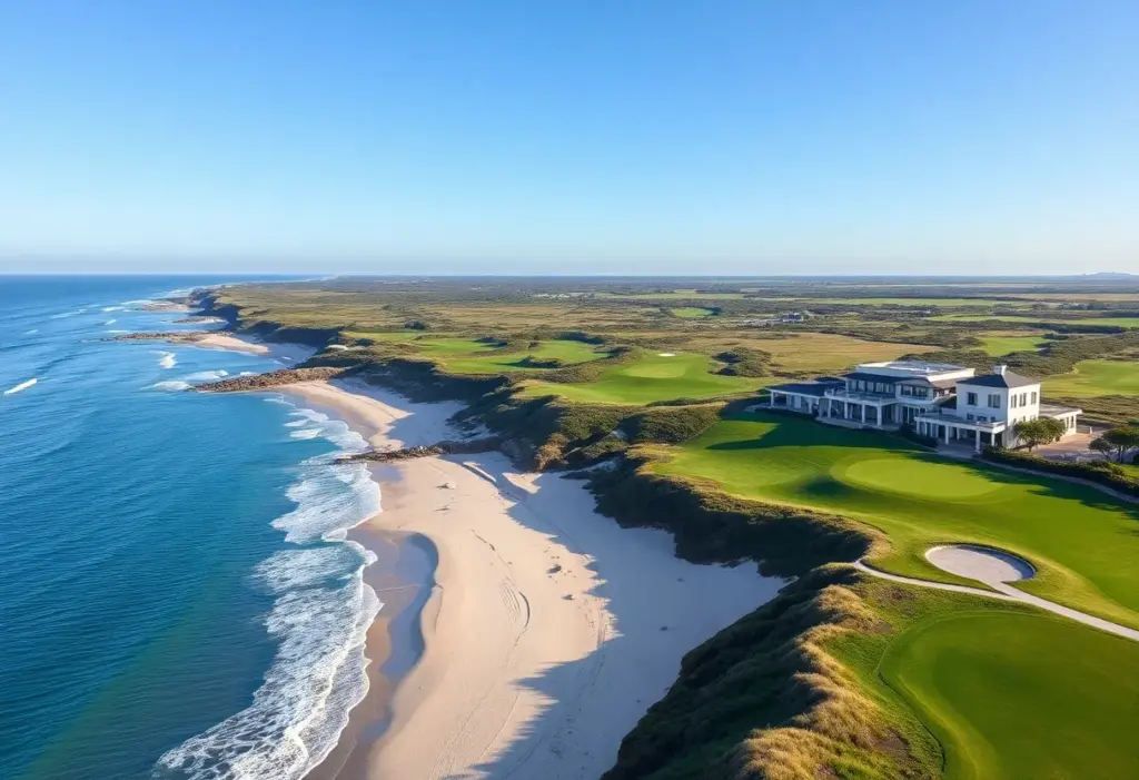 Luxury golf course at Te Arai Links with beautiful coastline