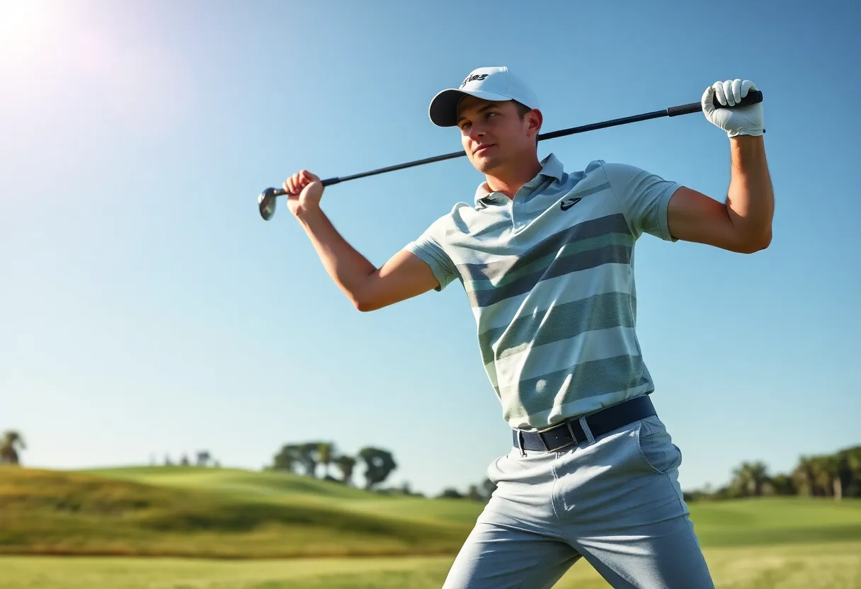 Golfer celebrating a victory on the course