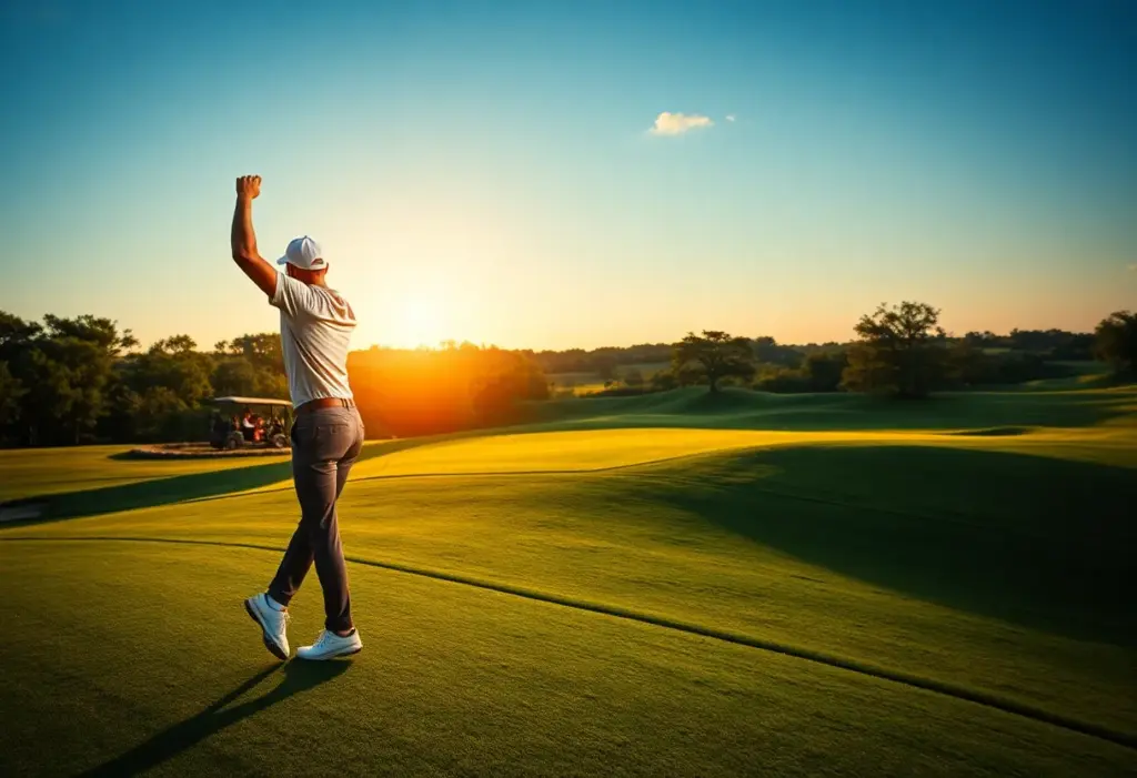 Golfer celebrating victory at the Hong Kong Open
