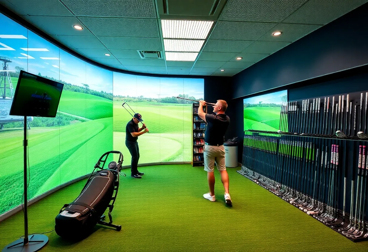 Interior of the True Spec Golf fitting studio with advanced technology and golf equipment