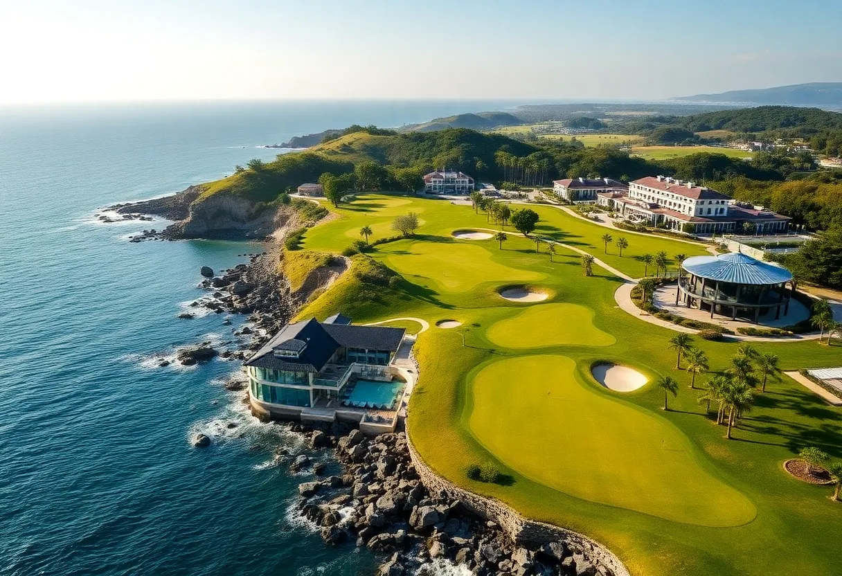 Scenic view of Trump Turnberry golf resort with green fairways
