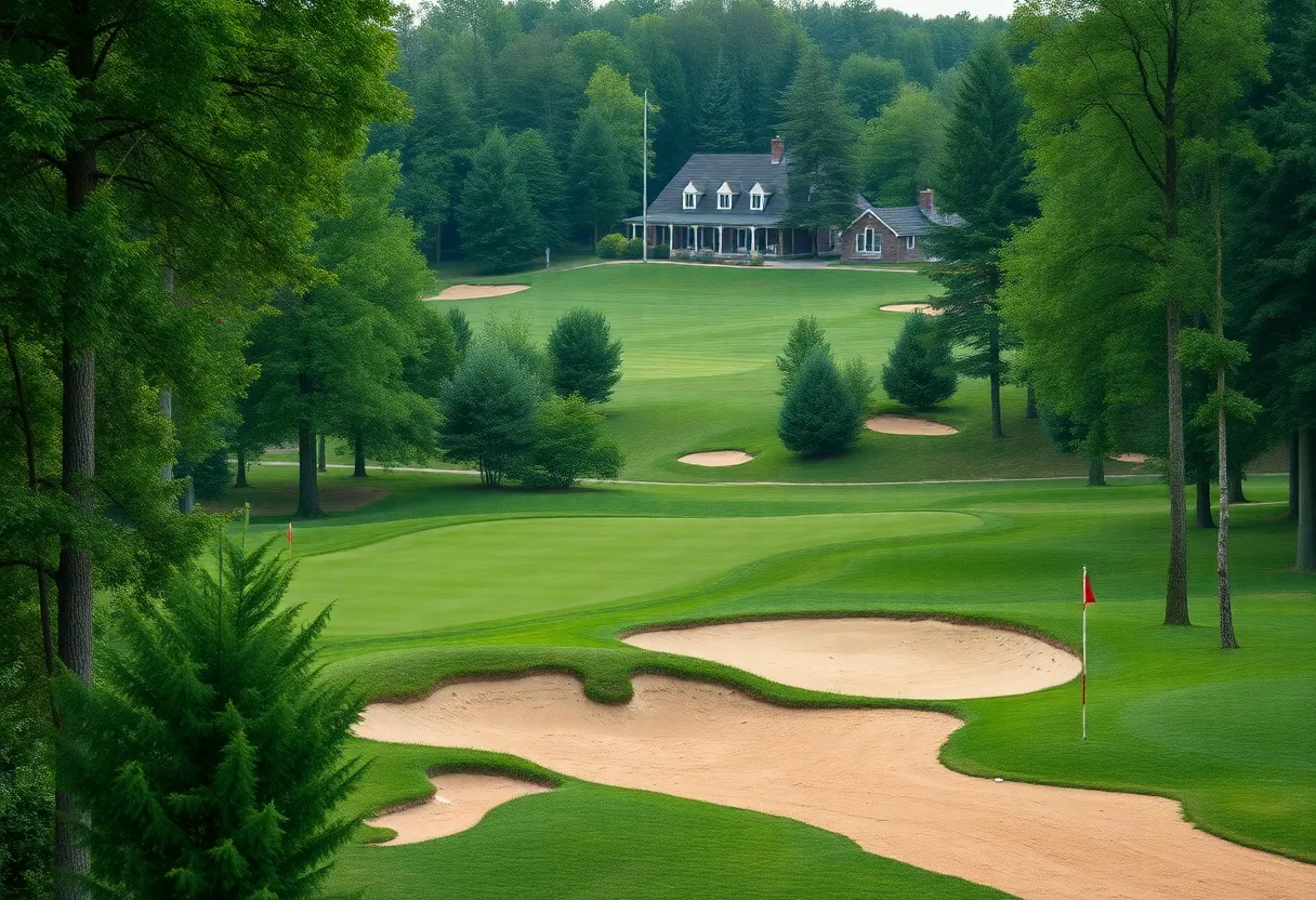 Scenic view of Utrecht De Pan golf course with trees and clubhouse