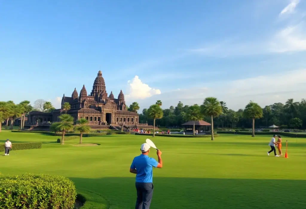 Golfers participating in the Vattanac Legends Championship at Vattanac Golf Resort, Cambodia.