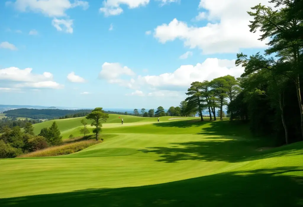 Scenic view of Waverley Golf Club showcasing rolling hills and players