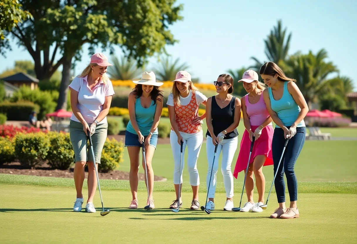 Group of women enjoying a day of golf together at Viera East Golf Club.