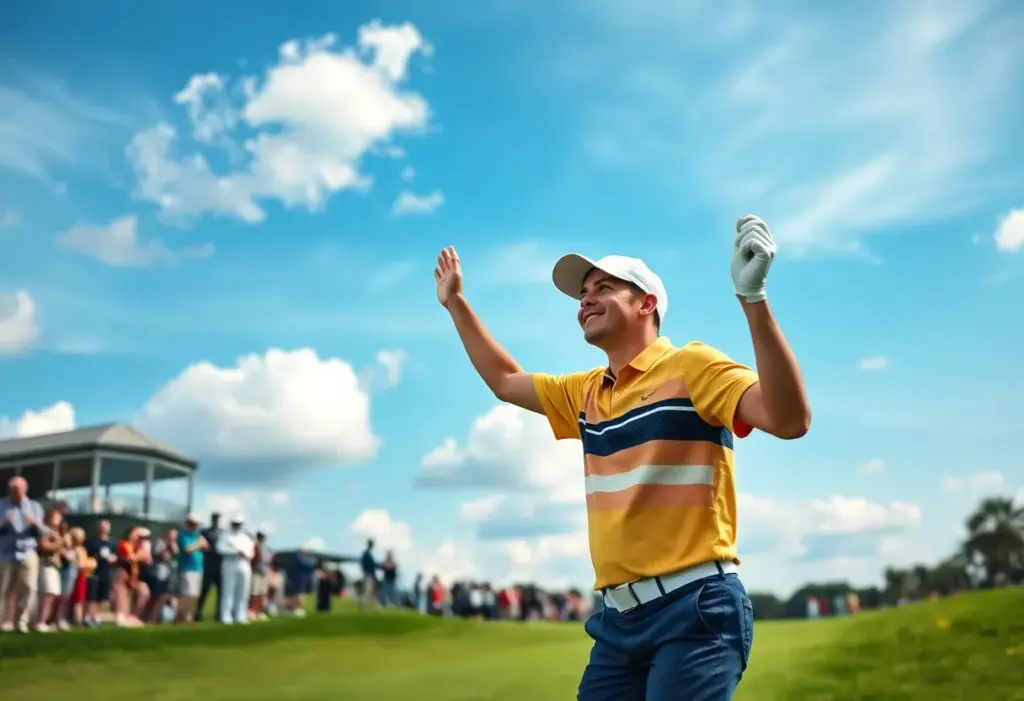 Yanhan Zhou celebrating his golf victory