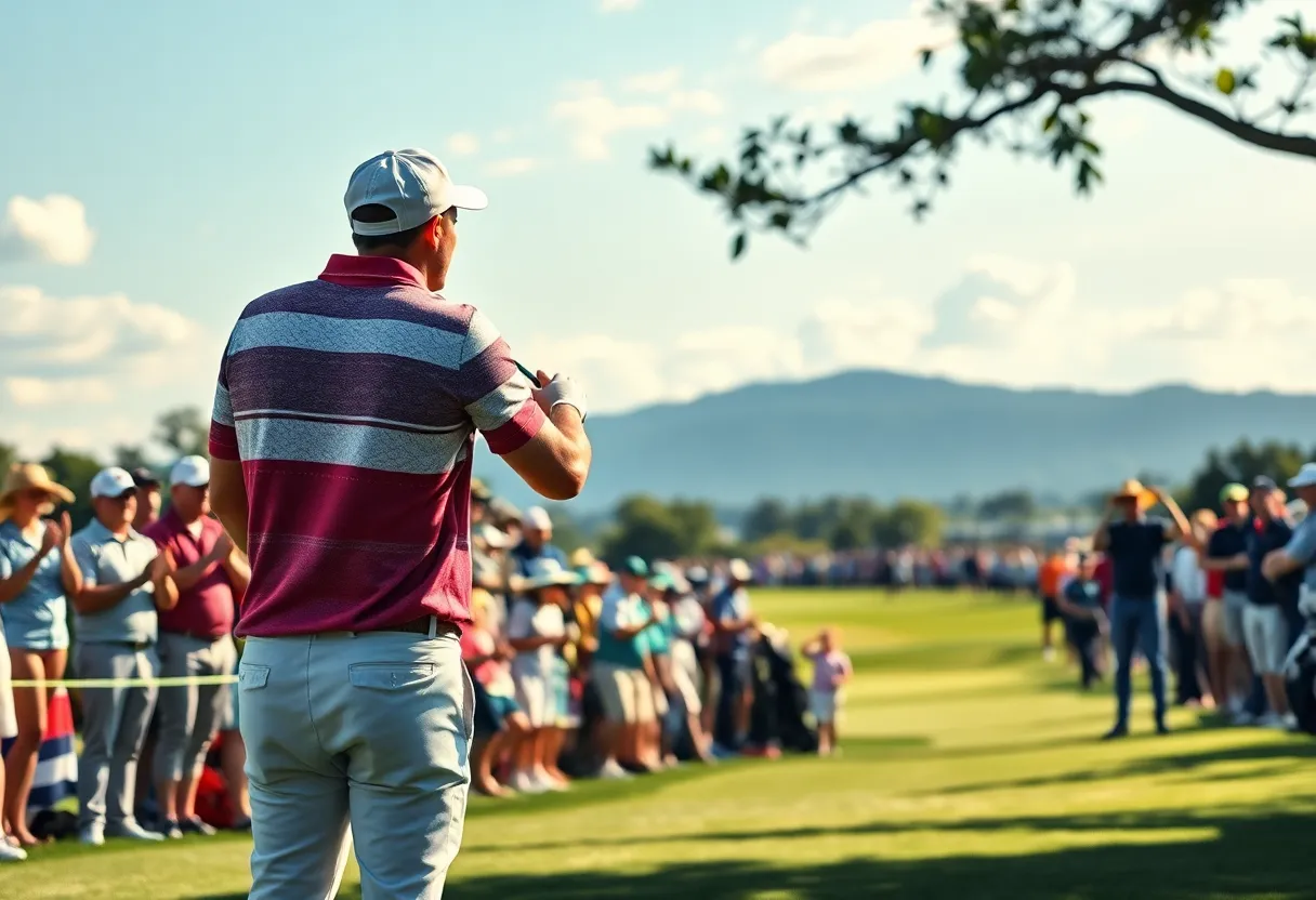 Yosuke Asaji demonstrating his golfing skills on the course