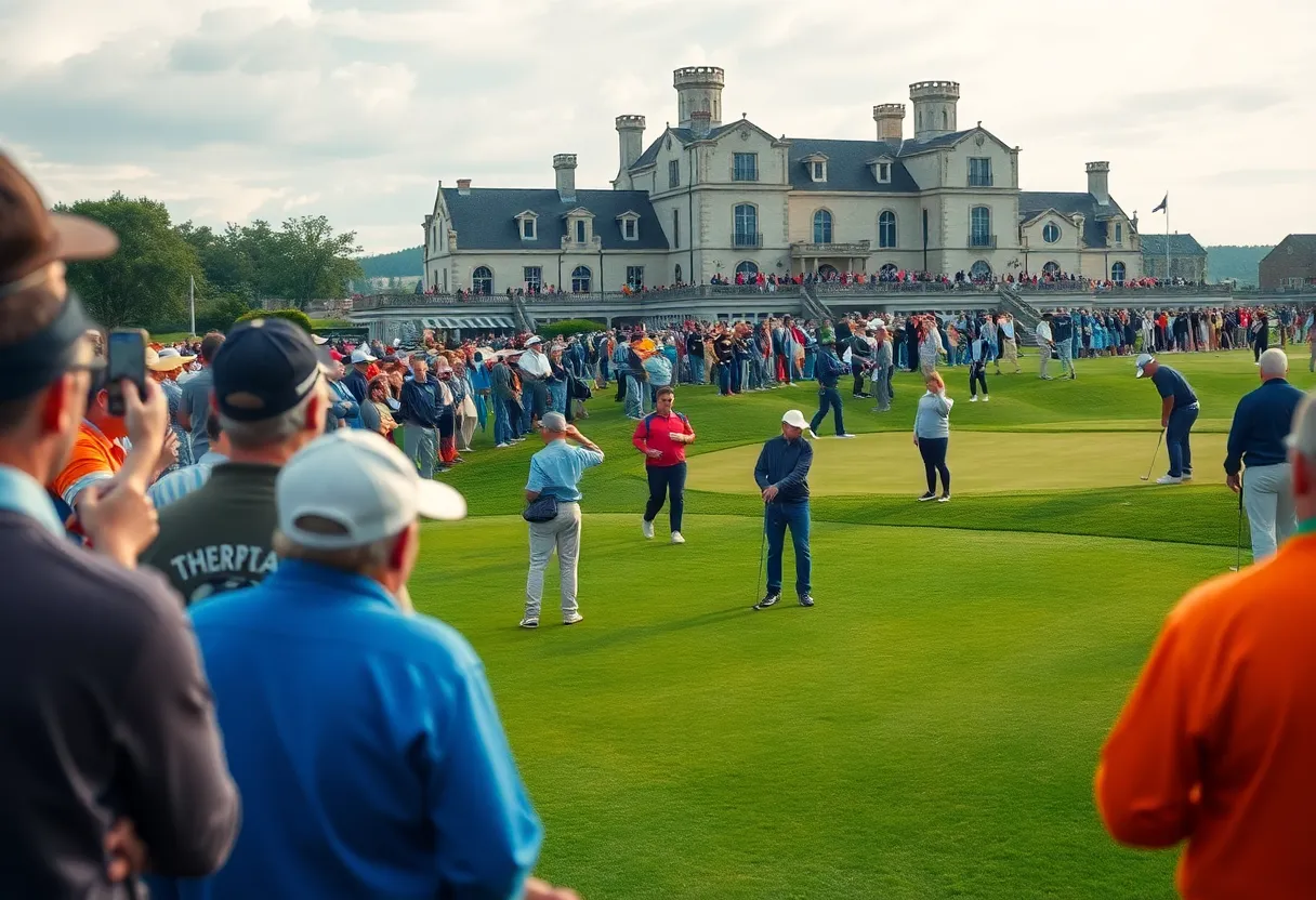 Golf players practicing at the 2025 Australian Open