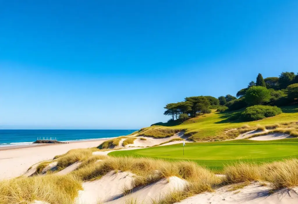 View of the golf course at 7 Mile Beach with dunes and greenery
