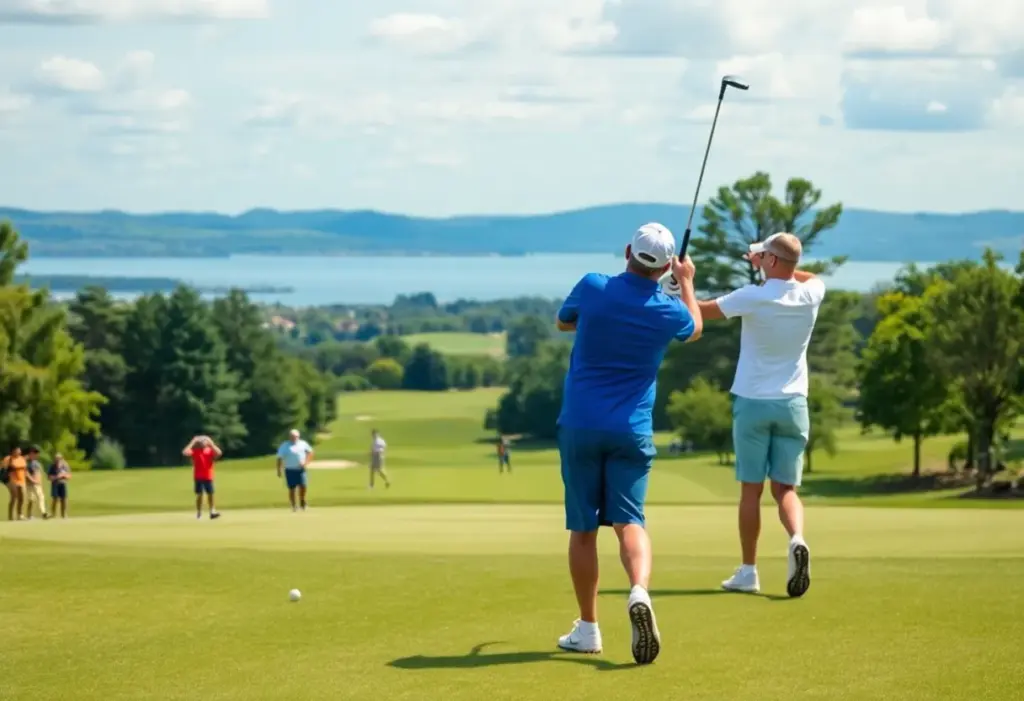 Players compete at the 2025 AfrAsia Bank Mauritius Open on a stunning golf course.